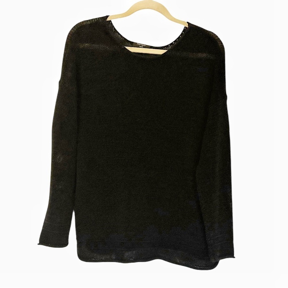 Lord & Taylor Woman Black Lightweight Knit Sweater Size 1X
